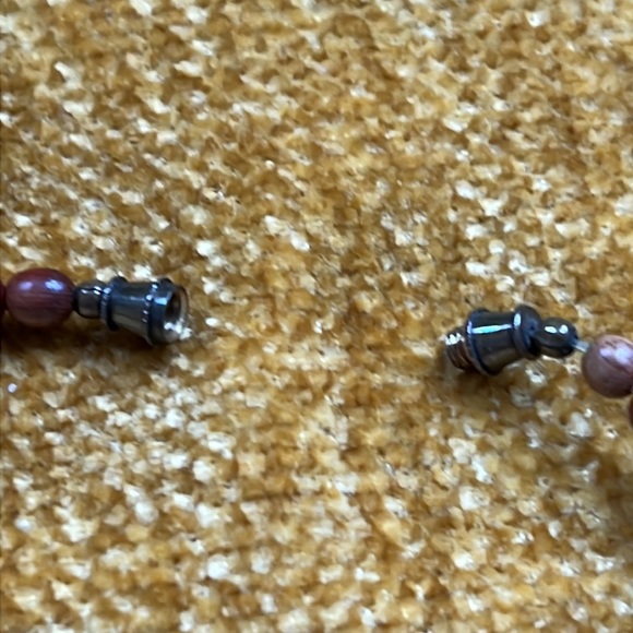 VINTAGE Boho Wood And Metal Beaded Necklace - Picture 6 of 12